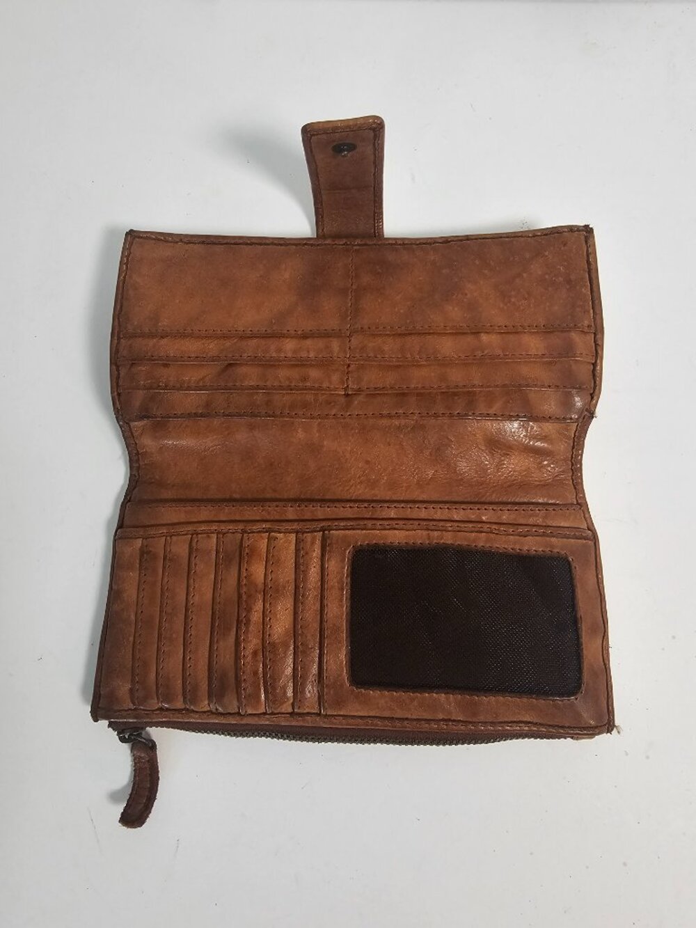 Wallet Brown Woven Leather Boho Casual Bi-Fold - Picture 4 of 11